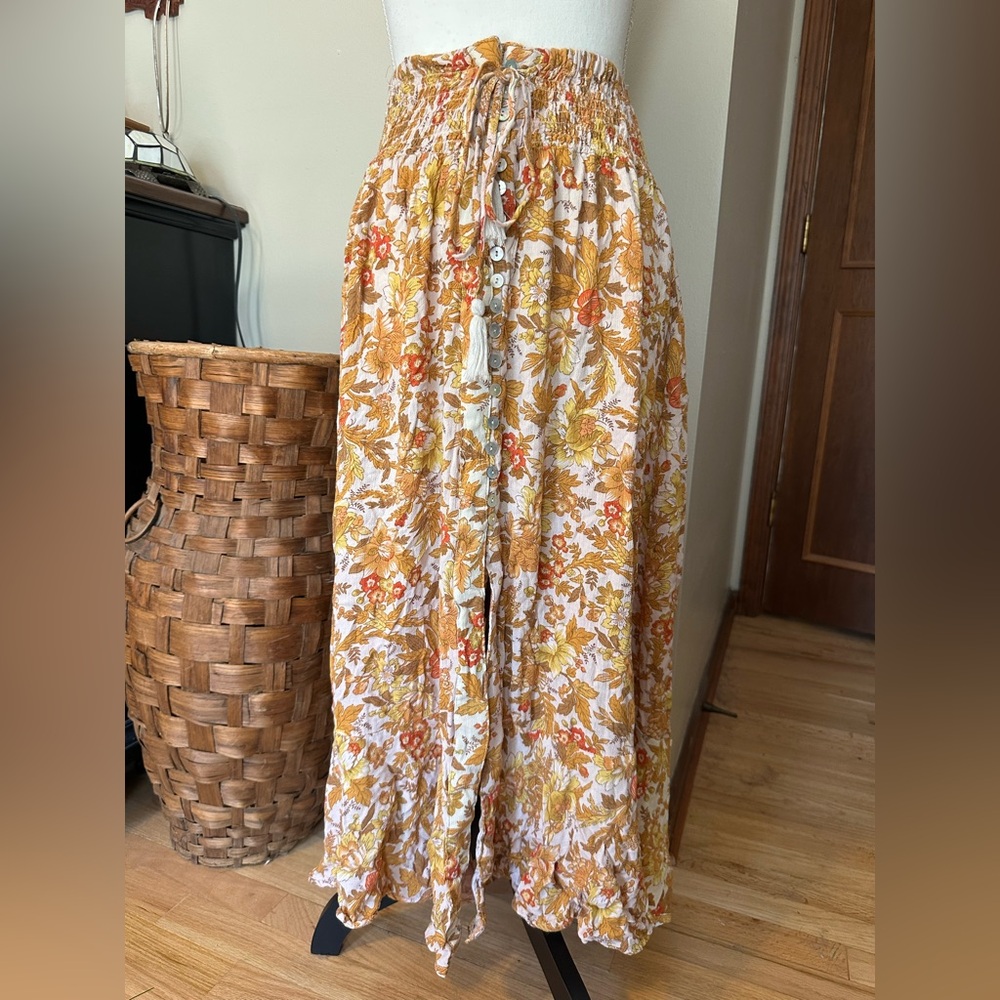 Rachel Zoe Floral Midi Skirt - Orange and Yellow